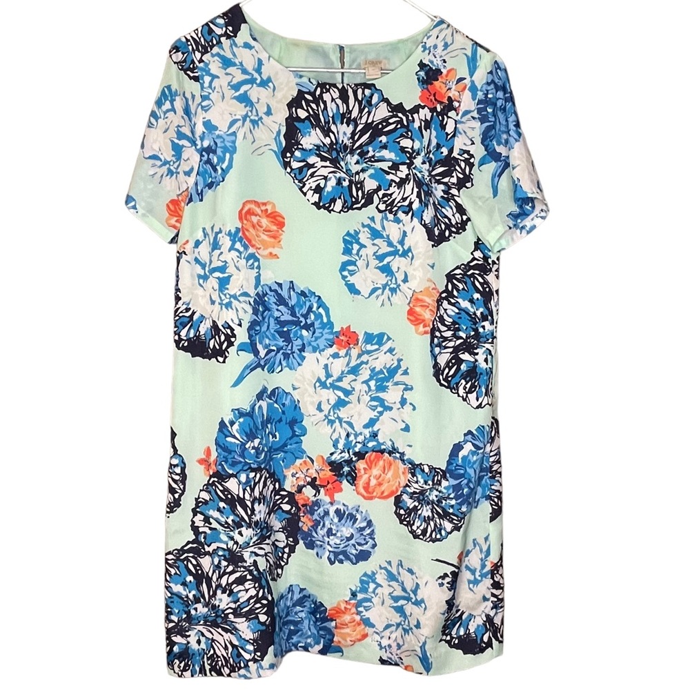 💚💙J. Crew Factory Shift Dress Floral Keyhole Back, Seafoam Green Size 10